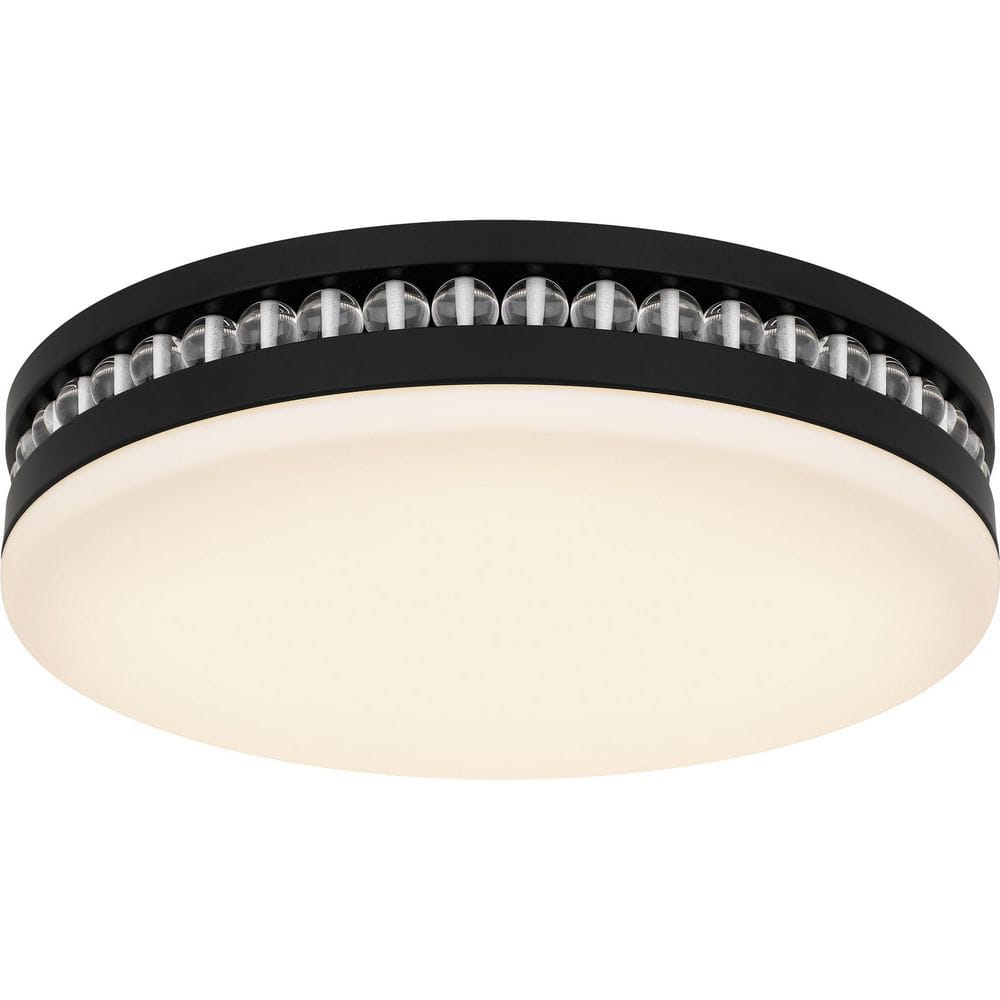 Carey 16 in. Matte Black Integrated LED Flush Mount with Glass Shade price history on PriceWatchPro