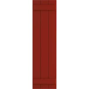 16-1/8 in. x 51 in. True Fit PVC Three Board Joined Board and Batten Shutters Pair in Fire Red