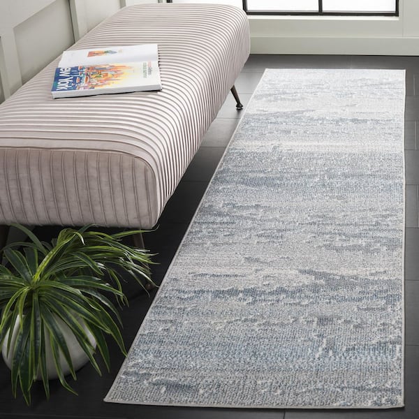 Blair Blue/Gray 2 ft. x 8 ft. Machine Washable Abstract Modern Runner Rug