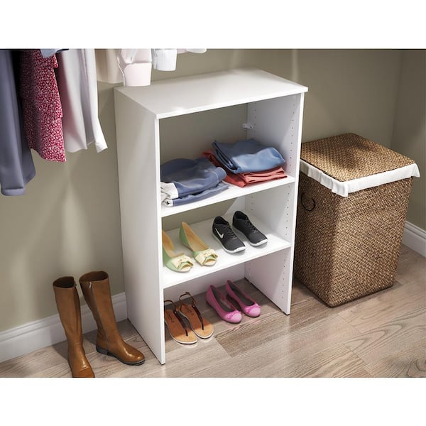 3-Shelf Stackable Rack Organizer 25-Inch Wide White Closet System Base newest Unit