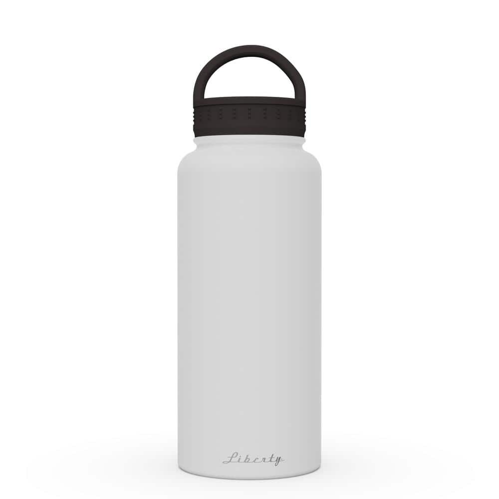 GRANDTIES 32 oz. Classic Silver Travel Water Bottle - Wide Mouth Vacuum Insulated  Water Bottle with 2-Style Lids GT001219503 - The Home Depot