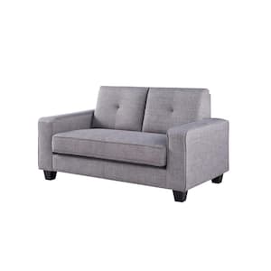 Megumi 59.8 in. Gray Polyester 2-Seater Loveseat with Square Arms
