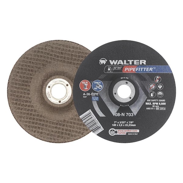 PIPEFITTER 7 in. x 7/8 in. Arbor x 3/32 in. T27 A-36-PIPE Pipeline Grinding Wheels (Pack of 25)