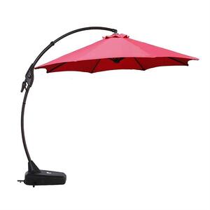 12 ft. Cantilever Umbrella Large Outdoor Heavy-Duty Offset Hanging Patio Umbrella with Base in Red