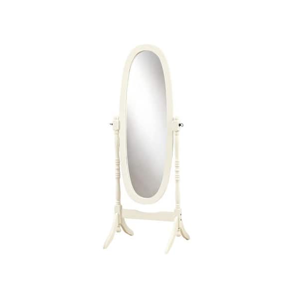 HomeRoots Jasmine 59 in. x 20 in. Classic Oval Framed White Vanity Mirror