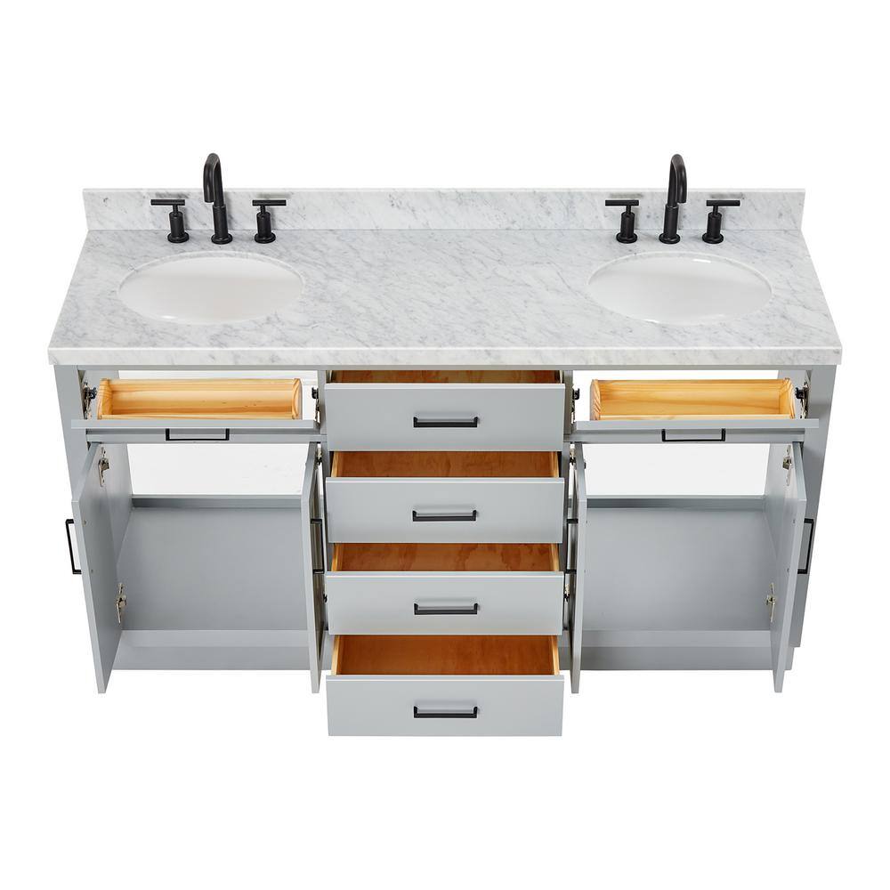 Hepburn 67" Gray Double Freestanding Vanity with Marble Top