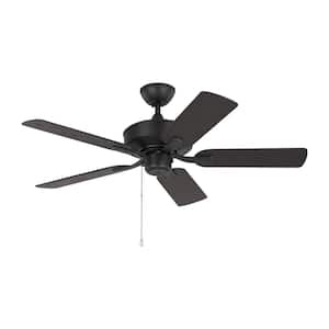 Linden 44 in. Transitional Wet Rated Outdoor Black Ceiling Fan with Black Blades, Reversible Motor and Pull Chain