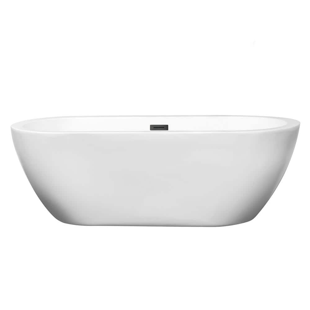 Soho 68 Inch White Acrylic Freestanding Bathtub with Matte Black Trim