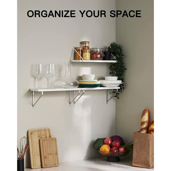 Afuly Wood Floating Shelves 2 Pcs White Wall Shelf Storage Shelves