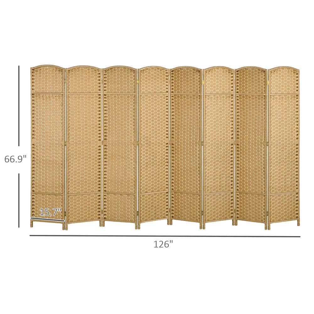 Nature Wood 8-Panel Folding Privacy Screen with Pine Frame
