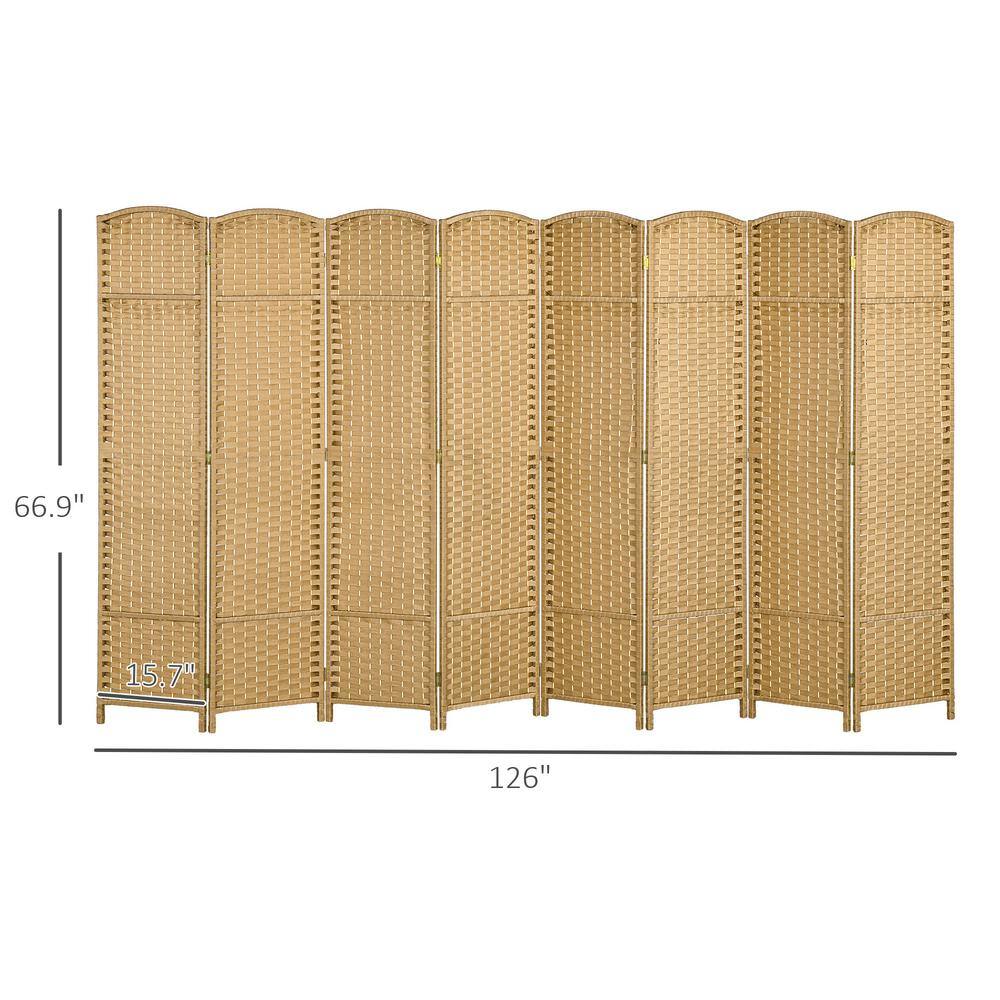 Nature Wood 8-Panel Folding Privacy Screen with Pine Frame