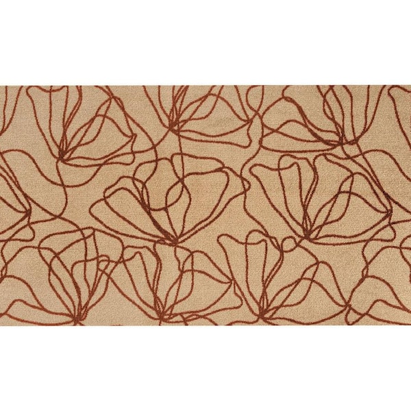 2' X 4' Beige And Bronze Floral Washable Area Rug With UV Protection