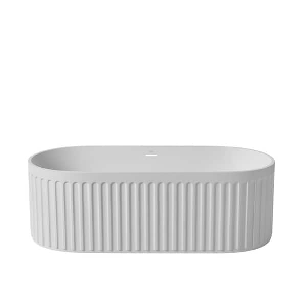 KINWELL 67 in. Solid Surface Flatbottom Non-Whirlpool Bathtub in Matte White