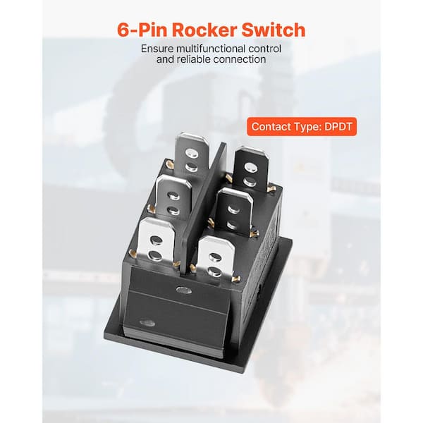 SKYSHALO Rocker Switch, 6 Pin Momentary DPDT Rocker Switch, 3