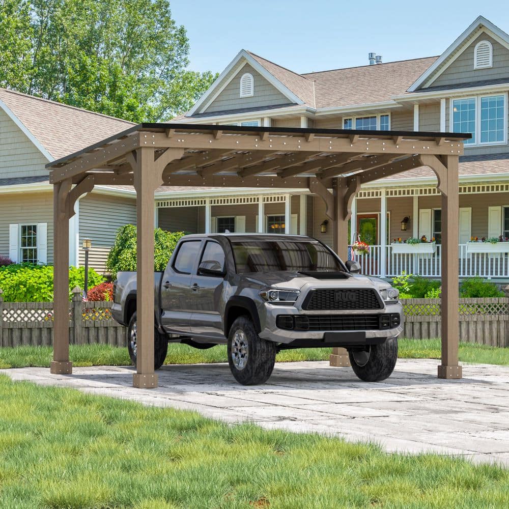 12 ft. W x 10 ft. D Wooden Carport Outdoor with Steel Roof price history on PriceWatchPro