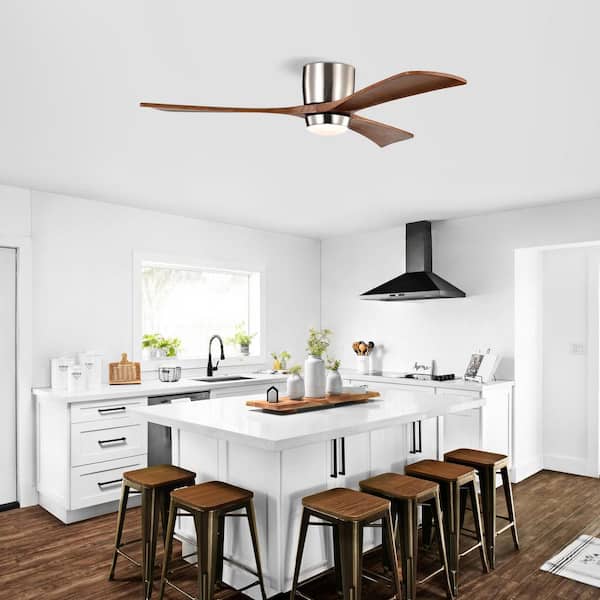 52 in. Indoor Nickel 3 Wood Blades Ceiling Fan with Light, 6 Speed and Remote-Control Reversible Quiet DC Motor