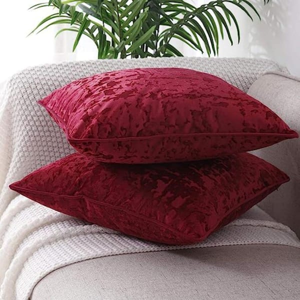 Outdoor Decorative Plush Velvet Throw Pillow Covers Sofa Accent Couch  Pillows Set of 2