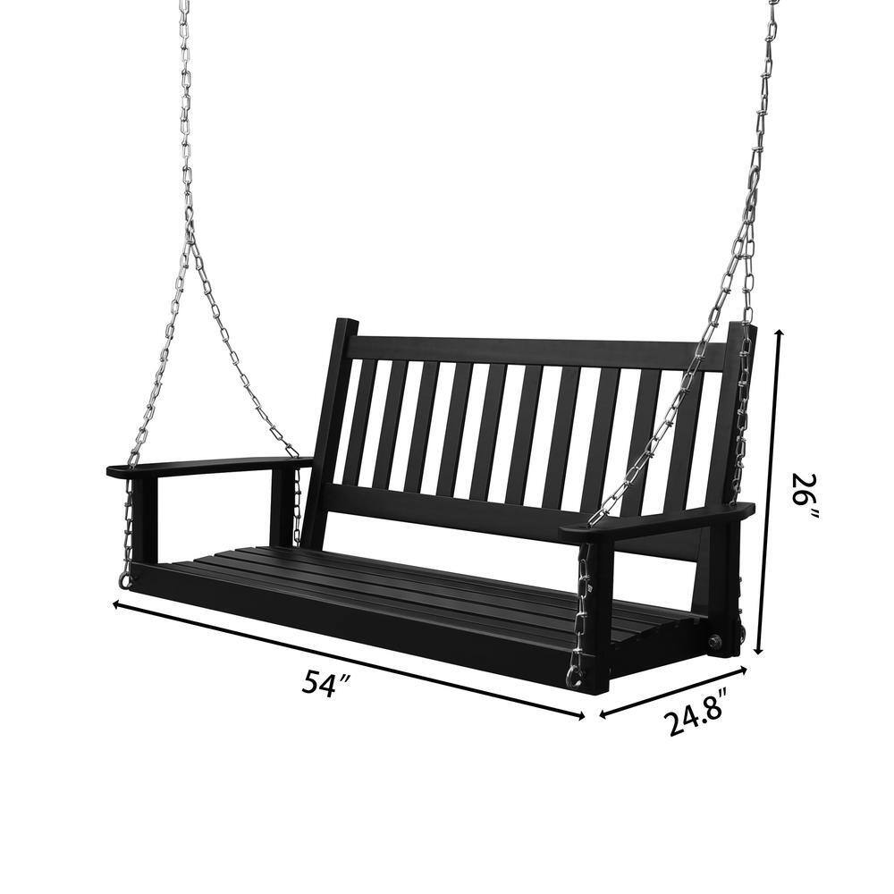 VEIKOUS 2Person Outdoor Wooden Patio Porch Swingwswing1black The