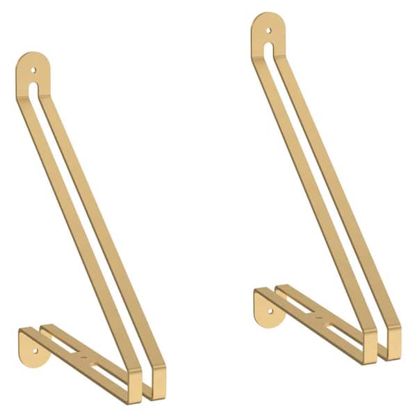 2-Pack 8.1 in. x 10.6 in. Sleek Modern Satin Gold Shelf Bracket