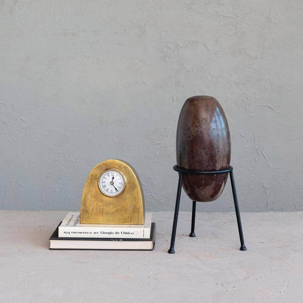 Antique Gold Arched Metal Mantel Clock