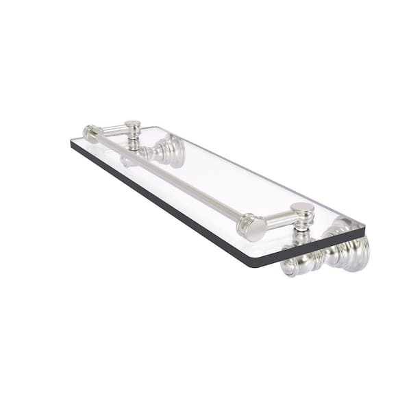 Allied Brass Carolina Collection 16 in. W x 3.3 in. H x 5.54 in. Glass Rectangular Shelfl in Satin Nickel with Gallery Rail