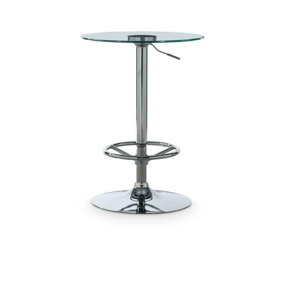 Round Glass Top Adjustable Chrome Base, Glass Top Table With Bar Stools