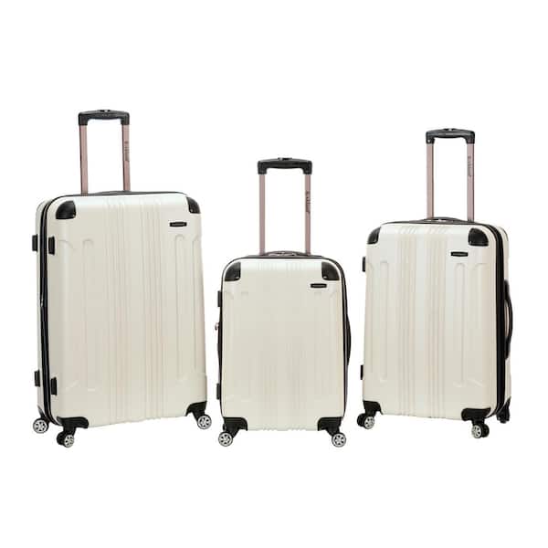 Rockland London 3-Piece Hardside Spinner Luggage Set, White