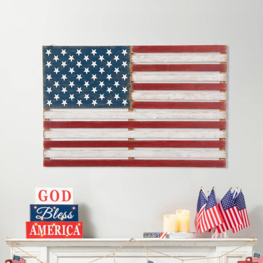 Rustic Wooden Patriotic American Flag Wall Decor