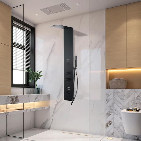 ANZZI Collines Series 55 in. 2-Jetted Shower Tower with Heavy Rain
