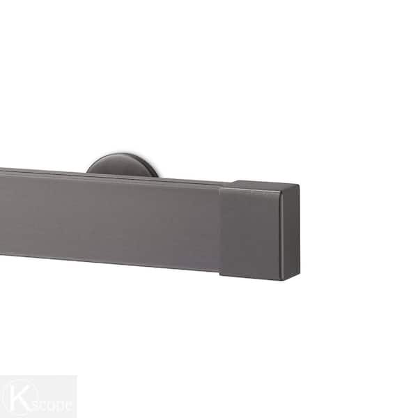 Art Decor Kontur ALU 96 in. Single Traverse Curtain Rod Set in Antique Silver with Endcap