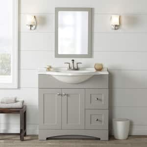 Del Mar 24 in. W x 30 in. H Rectangular Wood Framed Wall Bathroom Vanity Mirror in Gray