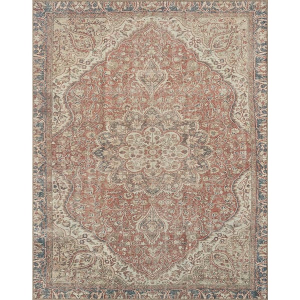 Tayse Rugs Parker Oriental Rust 8 ft. x 10 ft. Machine Washable Indoor Area Rug