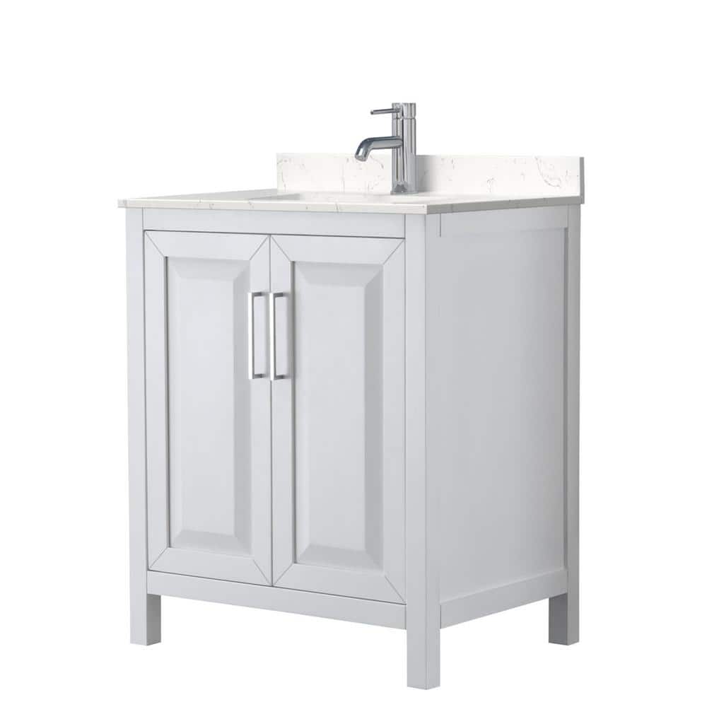 Daria 30 in. W x 22 in. D Single Vanity in White with Cultured Marble Vanity Top in Light-Vein Carrara with White Basin price history on PriceWatchPro
