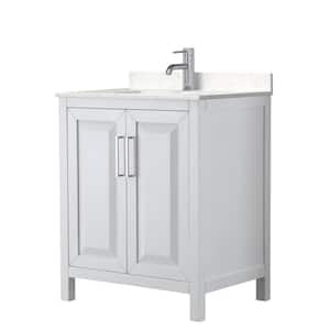 Daria 30 in. W x 22 in. D Single Vanity in White with Cultured Marble Vanity Top in Light-Vein Carrara with White Basin