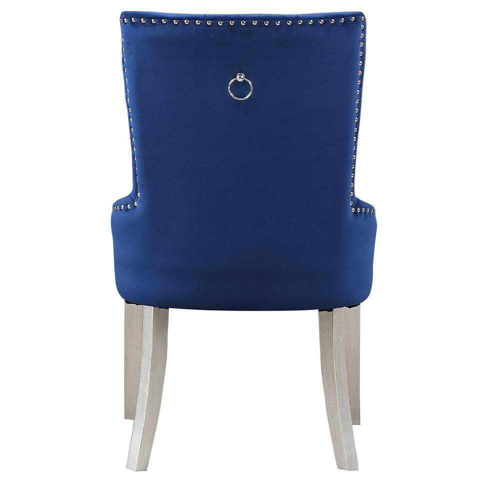 High Back Blue Upholstered Parsons Side Chair with Wood Frame