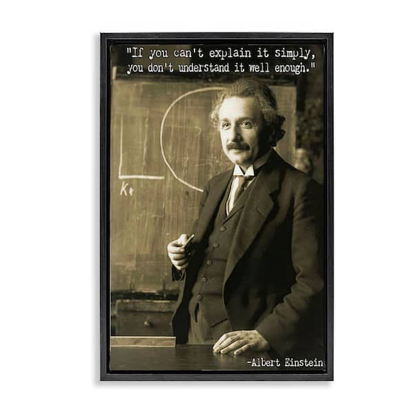 Inspiring Einstein Quote by Graffi tee Studios Black Floater Frame People Graphic Art Print 25 in. x 17 in.