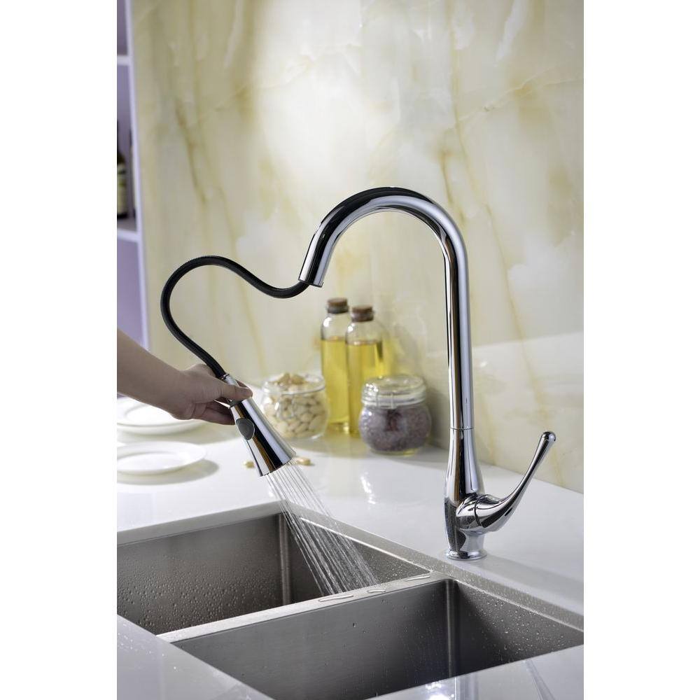 Polished Chrome Pull-Down Kitchen Faucet with Spray