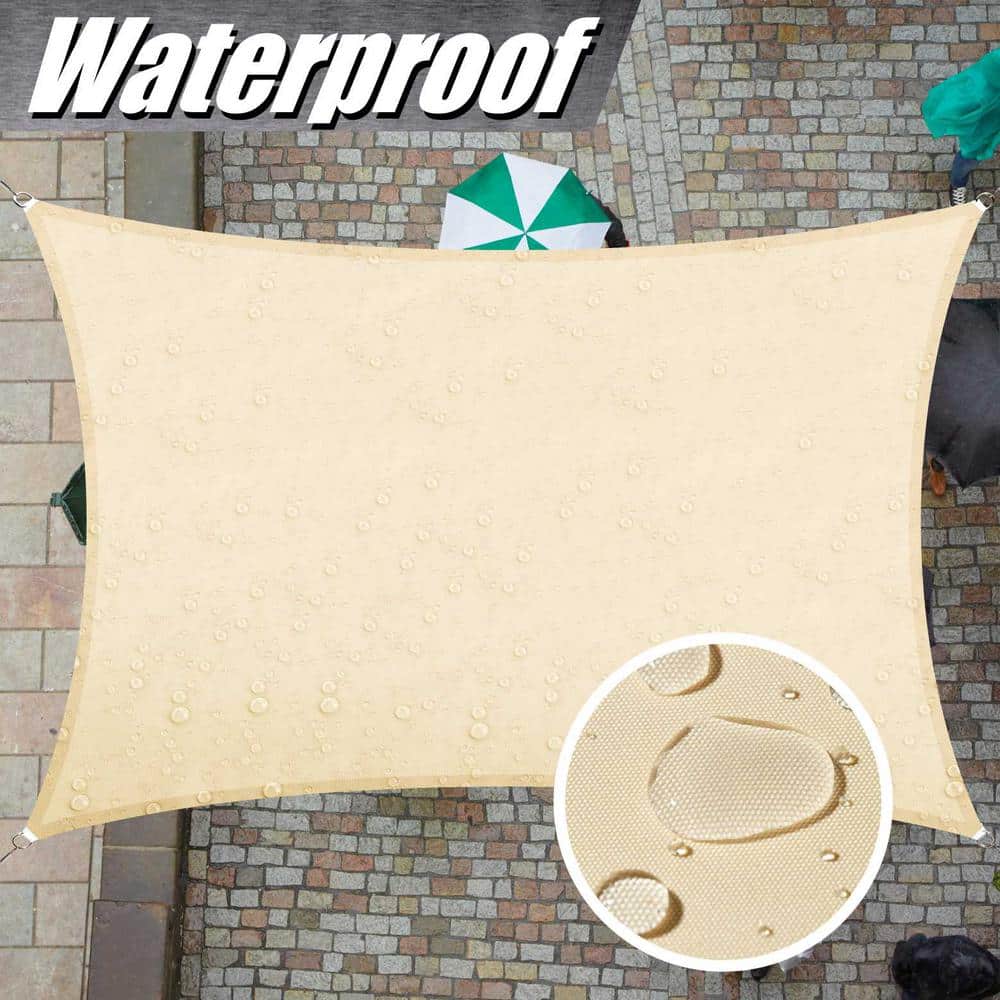 Beige 7' x 12' Waterproof Rectangle Sun Shade Sail