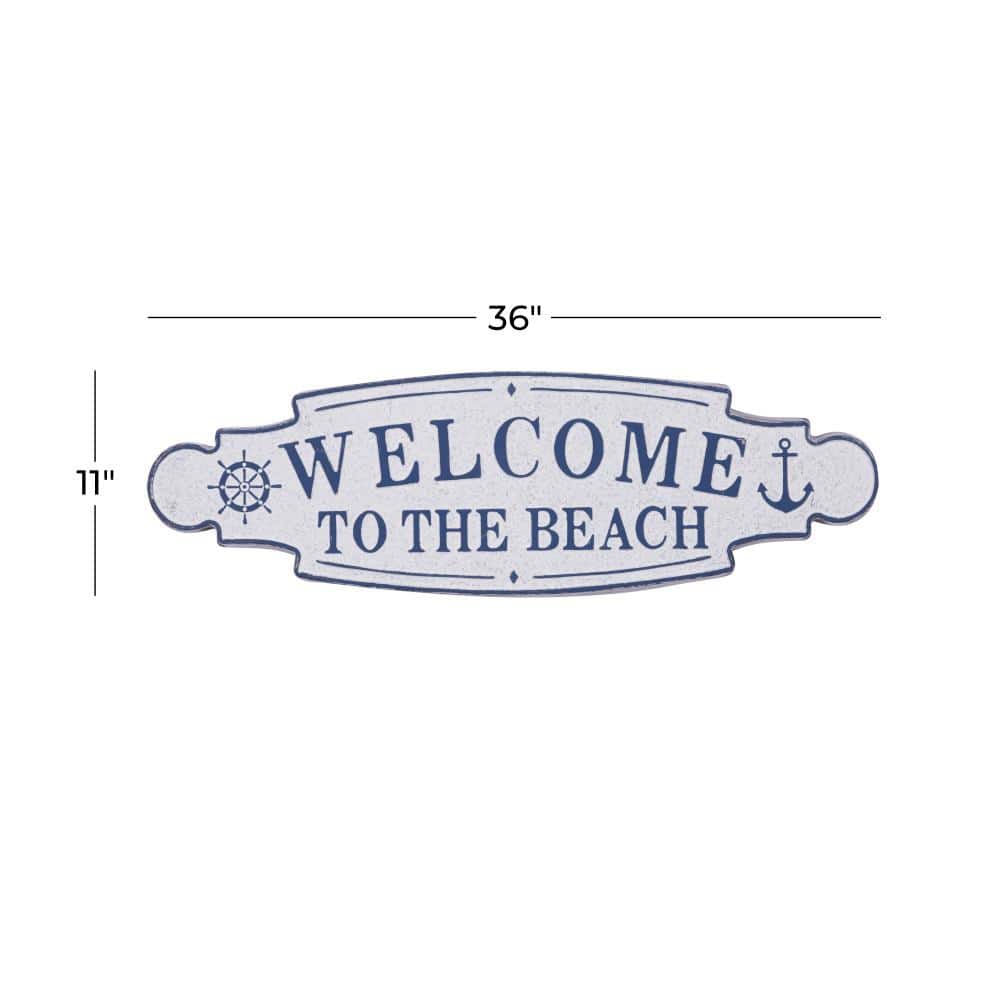 Blue Metal Nautical Welcome to the Beach Wall Sign