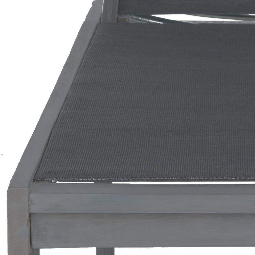 Contemporary Gray Acacia Wood Recliner Chaise Lounge