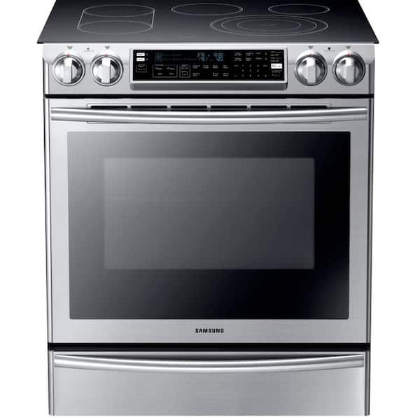 Samsung Flex Duo 5.8 cu. ft. Slide-In Double Oven Electric Range with Self-Cleaning Convection Oven in Stainless Steel