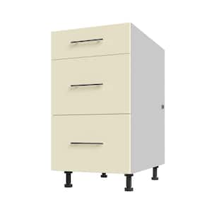 Miami Bluff Beige Matte Flat Panel Stock Assembled Base Kitchen Cabinet 3 DR Base 18 In.x 34.5 In.x 27 In.