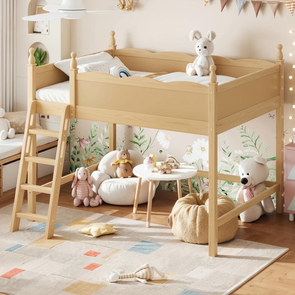 Natural Full Size Wood Loft Bed with Ladders price history on PriceWatchPro