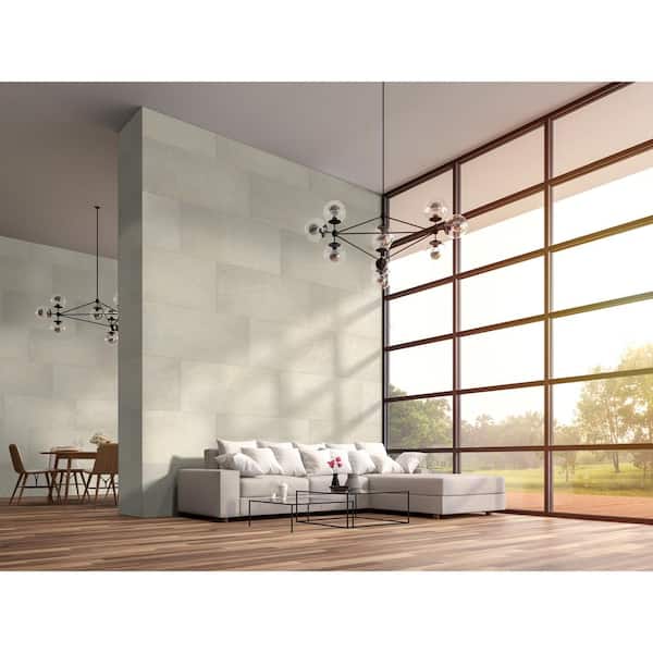 Bellevue Ivory 24 in. x 48 in. Matte Porcelain Limestone Look Floor and Wall Tile (16 sq. ft./Case)