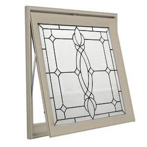 27.25 in. x 27.25 in. Decorative Glass Craftsman Black Caming Tan Awning Vinyl Window