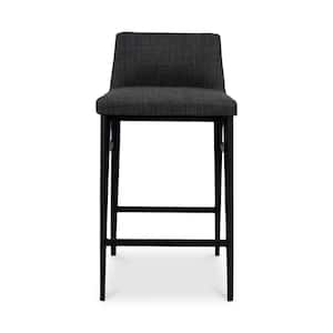 Spencer 25.5 in. Charcoal Grey Fully Upholstered Low Back Metal Counter Stool