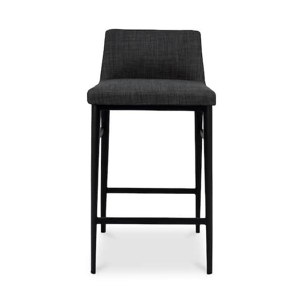 NADAAL STUDIOS Spencer 25.5 in. Charcoal Grey Fully Upholstered Low Back Metal Counter Stool