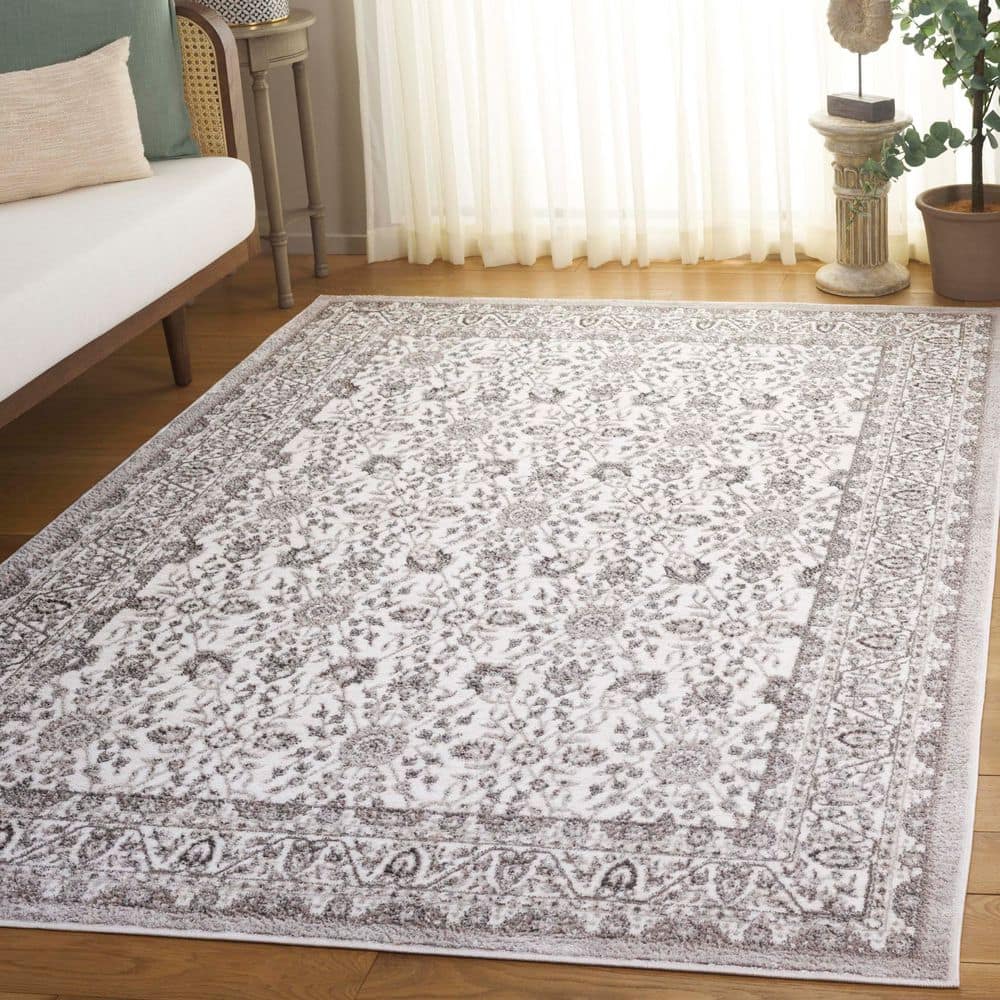 Orchard 4 ft. x 6 ft. Ivory/Silver Ornate Floral Border Area Rug price history on PriceWatchPro