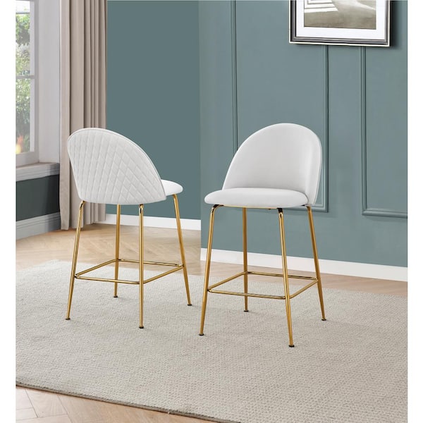 Best Quality Furniture Kerk White Leather Counter Height Chairs (Set of 2)