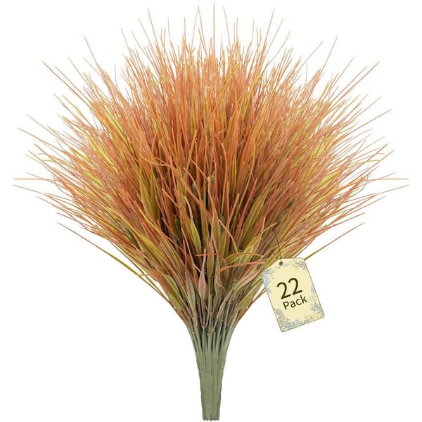 1 in. 22-Pack Orange Artificial Plant UV Resistant Fall Wheat